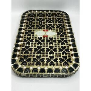 Handmade Mosaic Tile Platter Lovebirds MCM Tile Art Serving Dish Hot Plate Retro